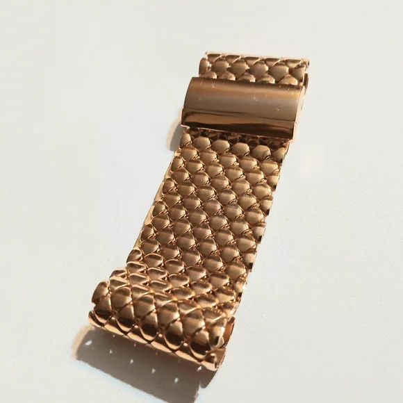 Gold Mesh Bracelet Milor Italy Bronze Bracelet. Rose Goldtone Weave Pattern - Picture 9 of 9